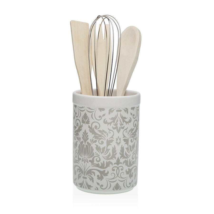 Pot for Kitchen Utensils Versa Damasco Ceramic 10 x 15 x 10 cm