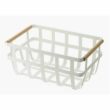 Cesta Multiusos DKD Home Decor 36 x 22 x 15,5 cm Natural Metal Blanco Pino