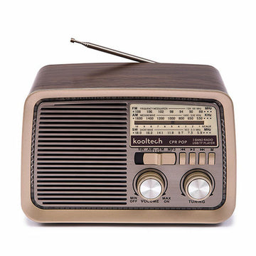 Radio Portátil Bluetooth Kooltech CPR POP Vintage Marrón