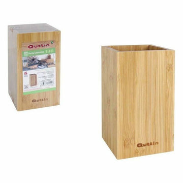 Pot for Kitchen Utensils Quttin Bamboo Natural (10,5 x 10,5 x 18 cm)