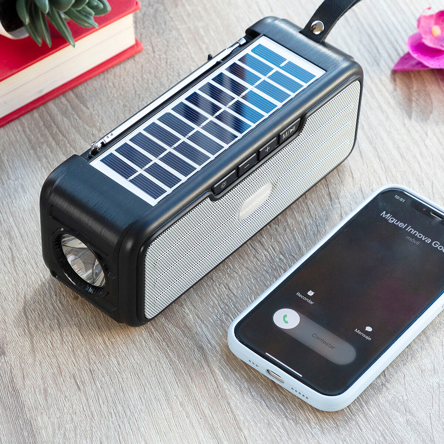 Altavoz Inalámbrico con Carga solar y Linterna LED Sunker InnovaGoods